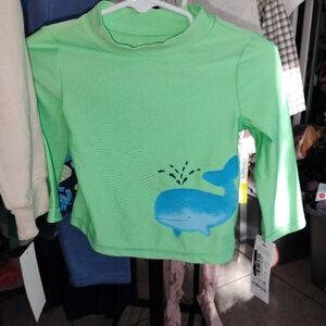 Green Rash Guard And Swim Trunks 9mo